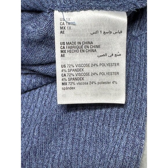 Style & Co Womens 1X Blue V-Neck Long Sleeve Sweater Top  Viscose & Polyester - Picture 4 of 16